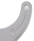 Close-up of Two Piece Router Table Insert Plate Wrench Portable Plastic Ring Adjuster Tool for Precision Woodworking.