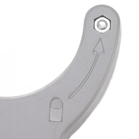Close-up of Two Piece Router Table Insert Plate Wrench Portable Plastic Ring Adjuster Tool for Precision Woodworking.