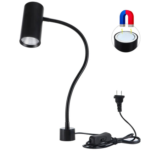 Pro Grade Ultra Bright 14W Magnetic LED Work Light With Flexible Gooseneck And Magnetic Base, shown with power cord and magnet icon.
