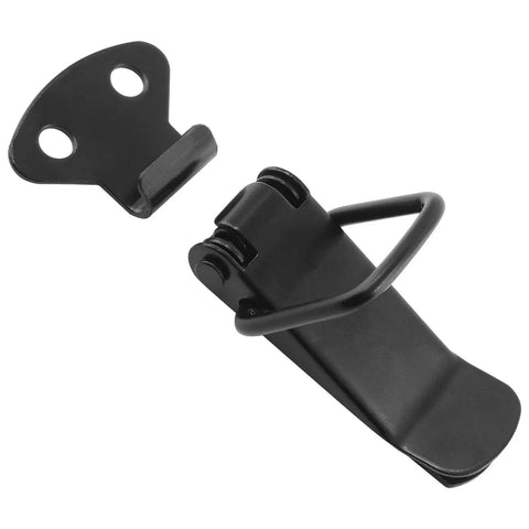 Heavy Duty 4 Pack Spring Toggle Latch 2.8 Inch Black Stainless Steel Cabinet Door Latch close-up showing latch and keeper.