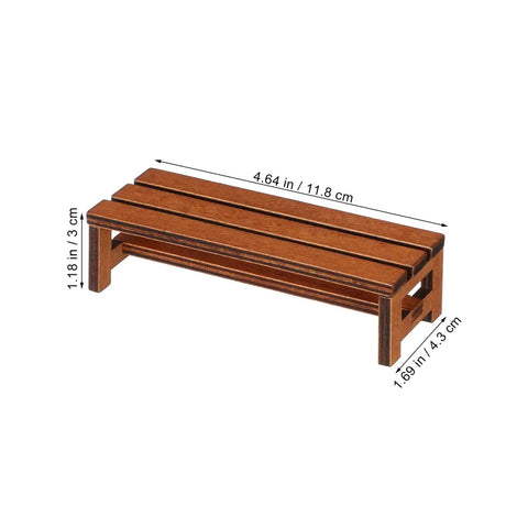 Two Pack Miniature Wooden Benches For Dollhouse Furniture And Fairy Garden Decor Realistic Retro Brown Wood Look