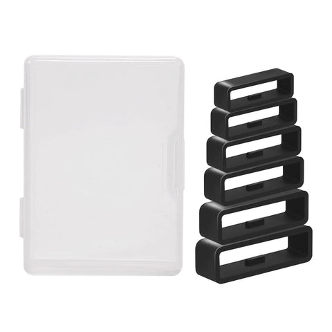 6 Pack Watch Band Keepers Silicone Retainer Rings For 16mm, 18mm, 20mm, 22mm, 24mm, 26mm Straps Replacement Fasteners For Smart Sport Watches Black