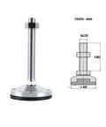 Heavy Duty Adjustable Leveling Feet 4 Pack With M20 Threaded Rods And Massive 2.4 Inch Bases for sturdy setup with dimensions shown.