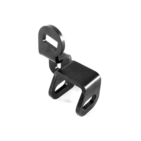 Direct Fit Transmission Linkage For Automatic Floor Shift Compatible With 1978 Through 1988 Monte Carlo El Camino Malibu Classic GM Muscle Cars Built From Durable Metal For Easy Bolt On Replacement Part To Restore Smooth Gear Shifts. black metal linkage bracket, angled view