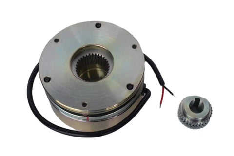 COKYIS electromagnetic brake assembly for forklift with splined bore chrome housing and knurled adjustment knob wired