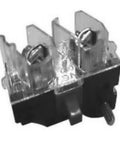 Single unit 1NO normally open contact block for 22mm control stations, red screw connector plastic terminal, front view