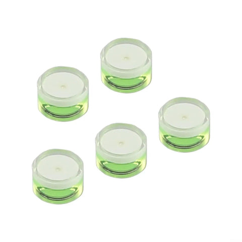 5pcs Round Bubble Levels for Precise for spirit Measurement 5pcs, transparent design, green liquid inside, accurate leveling tool.