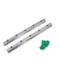 High Precision Metal Linear Motion Guide Rails Pair HGR15 with green caps, designed for CNC machines and 3D printers.