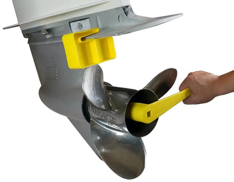 Marine Propeller Wrench And Prop Block Stop Kit With One And One Sixteenth Inch Nut Tool And Nine Sixteenths Inch Garboard Drain Plug Socket Heavy Duty Universal Fit For Mercury Mercruiser Alpha Bravo Honda On Water Prop Removal in use