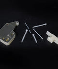 2 Sets Spring Loaded Mini Tip Push Catch Release Latch Push To Open Touch Lock Self Locking Buckle Hinge For Cupboard Doors And Furniture Hardware, Durable Stainless Steel, No Fuss Install, Rust Resistant, shown with screws and components