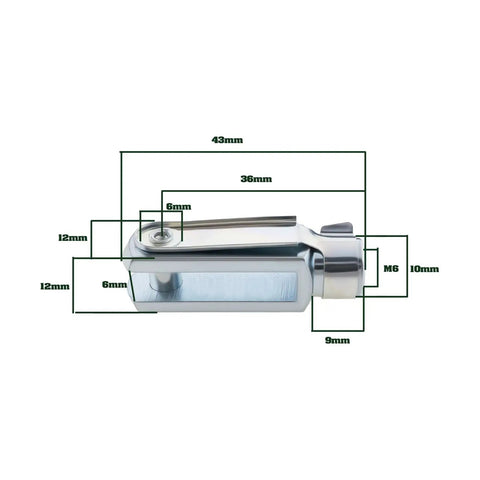 M6 Clevis Fork Long With Spring Pin Right Hand Thread Alloy Air Cylinder Rod Clevis End Female Thread Y Connector 43mm Length 4 Pack Workhorse Hardware Built To Last For Industrial Projects, 43mm alloy linkage