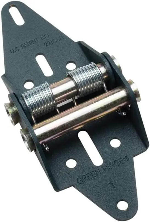 Weather Sealing Garage Door Hinge Set For 4 To 7 Panel Doors Heavy Duty 12 Gauge Steel Made In USA with spring mechanism close-up