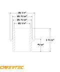 Technical dimensions of 4 In 1 Modular Step Dust Collector Hose Adapters Kit For Shop Vac Versatile Fittings detailing sizes and lengths.