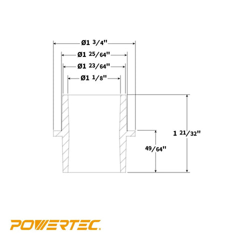 Technical dimensions of 4 In 1 Modular Step Dust Collector Hose Adapters Kit For Shop Vac Versatile Fittings detailing sizes and lengths.