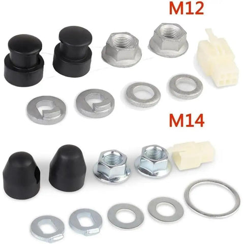Hub Motor Axle Kit For E Bike With M12 Front Lock Nut, Lock Washer And Nut Cover For 12mm Shaft Electric Bicycle Wheels