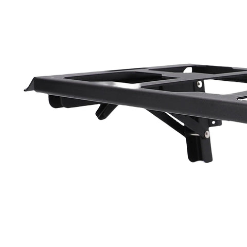 Side view of Folding Workstation Mount For Modular Toolbox And Truck Bed Storage Aluminum Alloy Side Tray With Mountable Tool Table And MOLLE Panels