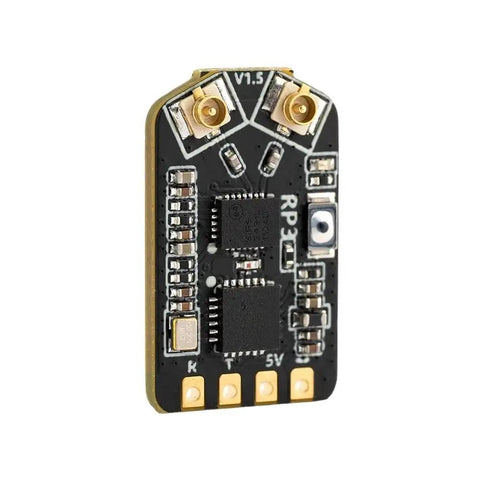 ExpressLRS 2.4Ghz Nano Receiver For RP1 RP2 RP3 V2 circuit board with dual antennas and electronic components for RC transmitters.