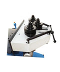 Heavy Duty One Horsepower Ring Roller Pinch Bend Machine For One And Quarter Round Square Tube And Pipe Mild Steel Bending Rig close-up of rollers and control handles.