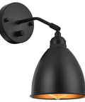 Set Of 2 Matte Black Bell Shade Wall Sconces With Switch, Hardwired 110V Lighting Fixtures, close-up view showing E26 socket