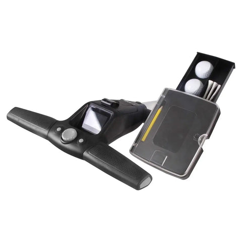 Solid As A Rock Electric Golf Cart With Remote Seat Attachment And Quick Zip Fold Frame For All Terrain Courses Plus Cup Holder And Scorecard Storage Accessories featuring control panel and accessory storage.