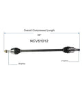Front Right Passenger Side Heavy Duty CV Axle For 2013 Through 2019 Mitsubishi Outlander Sport FWD And 2008 Through 2017 Mitsubishi Lancer Auto CVT Trans NCV51012 Joint Shaft Assembly, 38in
