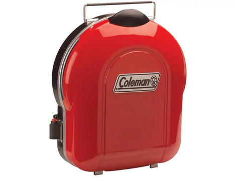 Fold N Go 6000 BTU Portable Propane Grill With InstaStart Push Button Starter, compact red closed grilling case