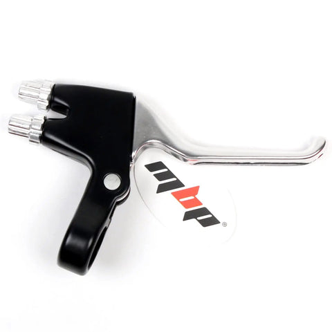 One Hand Dual Brake Lever For Cantilever And Caliper Brakes Right Hand Use Only Alloy MTB Trail Gravel Trikes And More Lets You Grab Front And Rear Brakes With One Easy Pull close-up on white background.