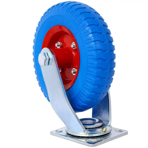Eight Inch Caster Wheel Set Four Beefy Heavy Duty Flat Free Casters With 360 Degree Swivel And Fixed Plate 220 Lb Capacity Per Wheel