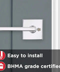 Halifax Door Lever Handle With Iron Black Finish For Hallways And Closets, Slick Modern Square Design, Easy to Install, BHMA Certified