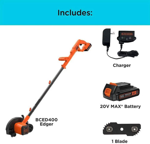 20V Max Cordless Lawn Edger Kit With 1.5 Ah Battery And Charger Included 4 Position Adjustable Height Lightweight Design 7.5 Inch Double Edge Blade
