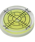 Round Bubble Level 32mm 12 Pack Circular for spirit Levels for acrylic showing black grid lines and yellow background.