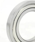 Close-up of Deep Groove Ball Bearing 16002ZZ 15x32x8mm with steel shield and two-sided metal cover, ideal for DIY projects and small machinery.