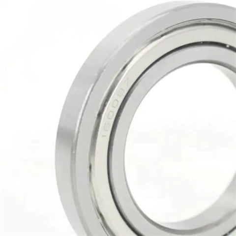 Close-up of Deep Groove Ball Bearing 16002ZZ 15x32x8mm with steel shield and two-sided metal cover, ideal for DIY projects and small machinery.