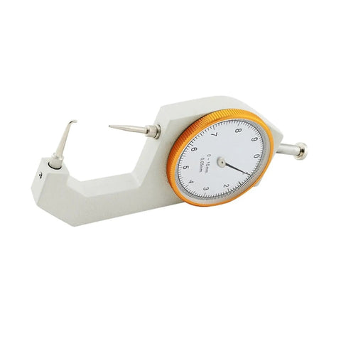 All Purpose Thickness Gauge For Flat Sheets From 0 To 10mm High Precision Hand Tool showing dial and measurement tips