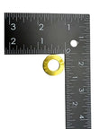 Close-up of a 3/8" SAE washer with ruler from Heavy-Duty 3/8-16 Grade 8 Hex Bolts 1-1/2 Inch With 10 Hardened Flat Washers And Nylon Lock Nuts Vibration-Resistant SAE J429 Fasteners For Tough Projects