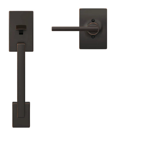 Century Front Entry Handleset With Latitude Lever In Aged Bronze, Durable Metal Construction, Pairs With Smart Lock or Deadbolt