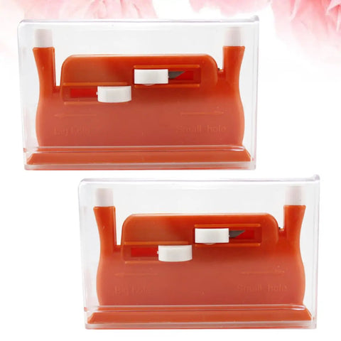 Double Head Needle Threader Tool Plastic Construction 2 Pack Easy Threading Device For Home And Shop Quick And Simple Needle Threading Aid For Embroidery And Sewing Great Gift For Elderly Crafters. Two orange plastic needle threaders in clear cases