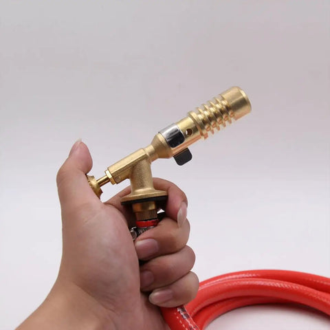 Premium Replaceable Propane Torch For Welding And Brazing With Self Ignition Lock, Ergonomic Brass Gas Flamer Kit For Glazing, Home DIY Projects, And Multi-purpose Heavy Duty Burning Needs