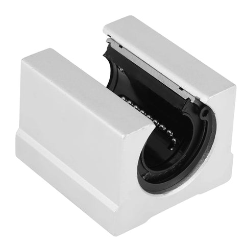 Four Pack 20Mm Aluminum Open Linear Bearings For SBR20 Rails With 20Mm Bore 39Mm Outer Diameter And 11Mm Thick Ultra Smooth Low Noise CNC Slide Bushing Blocks For DIY 3D Printer And Engraving Machine, single bearing close-up view.