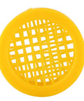 Close-up of a yellow plastic queen cage from Six Piece Beekeeping Queen Rearing Box Kit With Plastic Queen Cages For Isolation DIY Queen Production Pro Grade ABS Construction Easy Handling For Hive Health And Boosted Productivity.