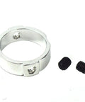 Close-up of metal lock rings with screws for Dual Lockable Handlebar Bike Grips With 130mm And 90mm Lengths, 22.2mm Diameter Rubber End Grips.