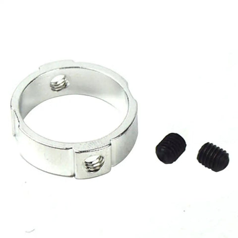 Close-up of metal lock rings with screws for Dual Lockable Handlebar Bike Grips With 130mm And 90mm Lengths, 22.2mm Diameter Rubber End Grips.