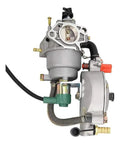 Dual Manual LPG CNG Carburetor For GX390 188F GX420 190F 11HP 13HP Engines Motorcycle Engine Spare Parts With Manual Fuel Line Switch Reliable Gas Line Carburetor For Industrial Power Equipment, shown front view with fuel lines