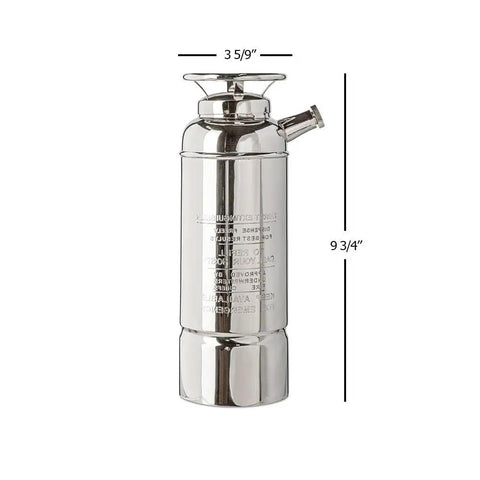 Retro Fire Extinguisher Bar Shaker Handmade Brass Nickel Plated Cocktail Mixer 3 5/9" wide and 9 3/4" tall.