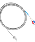 K Type Thermocouple Temperature Sensor With M6 Screw Fine Thread, 0-400C Range, 2M Wire, coiled view showing plug ends