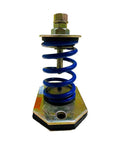 Straight Up Heavy Duty Open Spring Vibration Isolator With Six Millimeter Ribbed Rubber Pad Two Twenty Pound Load Rating One Inch Travel Pack Of Four Blue Coils, showing a blue coil with metal base.
