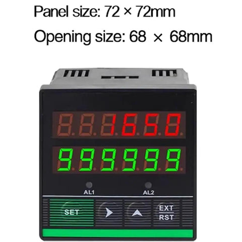 Straight Up Heavy Duty Digital Cable Length Meter Counter With Single Rolling Measure Wheel And Memory Backup For Textile Plants Count Range Zero To 999999 display with red and green LED screen.