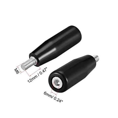 2 Pcs Revolving Handwheel Machine Handles With M6 Threaded Stem, 22mm Dia, 50mm Long, 12mm Thread Length, Universal Fit For Milling Machines