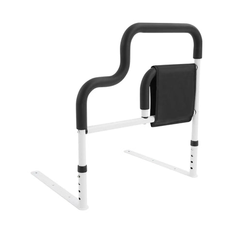 Heavy Duty Bed Rail With Handle And Pocket For Seniors, L Shaped Adjustable Safe Bedside Support, Easy Install
