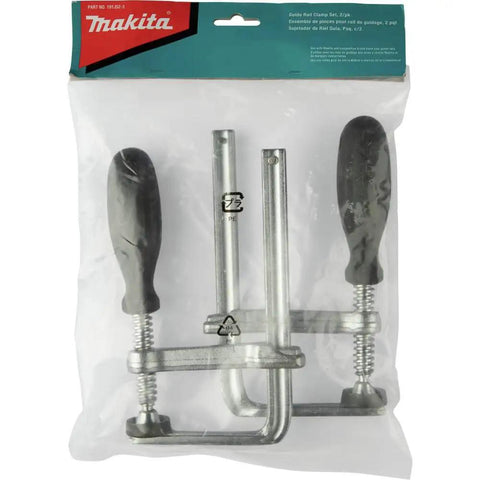 Guide Rail Clamp 2 Pack For Track Saws, Sturdy No Slip Grip That Holds Rails Firmly In Place, Compatible With 118 Inch, 55 Inch, 39 Inch Rails And Popular Competitors, Fully Compatible With Festool, Bosch And DeWALT Rails packaged in a Makita-branded bag